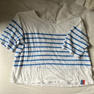 KULE Blue Striped Cropped Tee